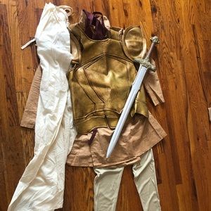 Large medieval knight costume. Pants, Tunic, armor, sword and cape included.